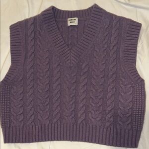 Sunday Best Cable Knit Sweater Vest | Purple | Preppy Chic